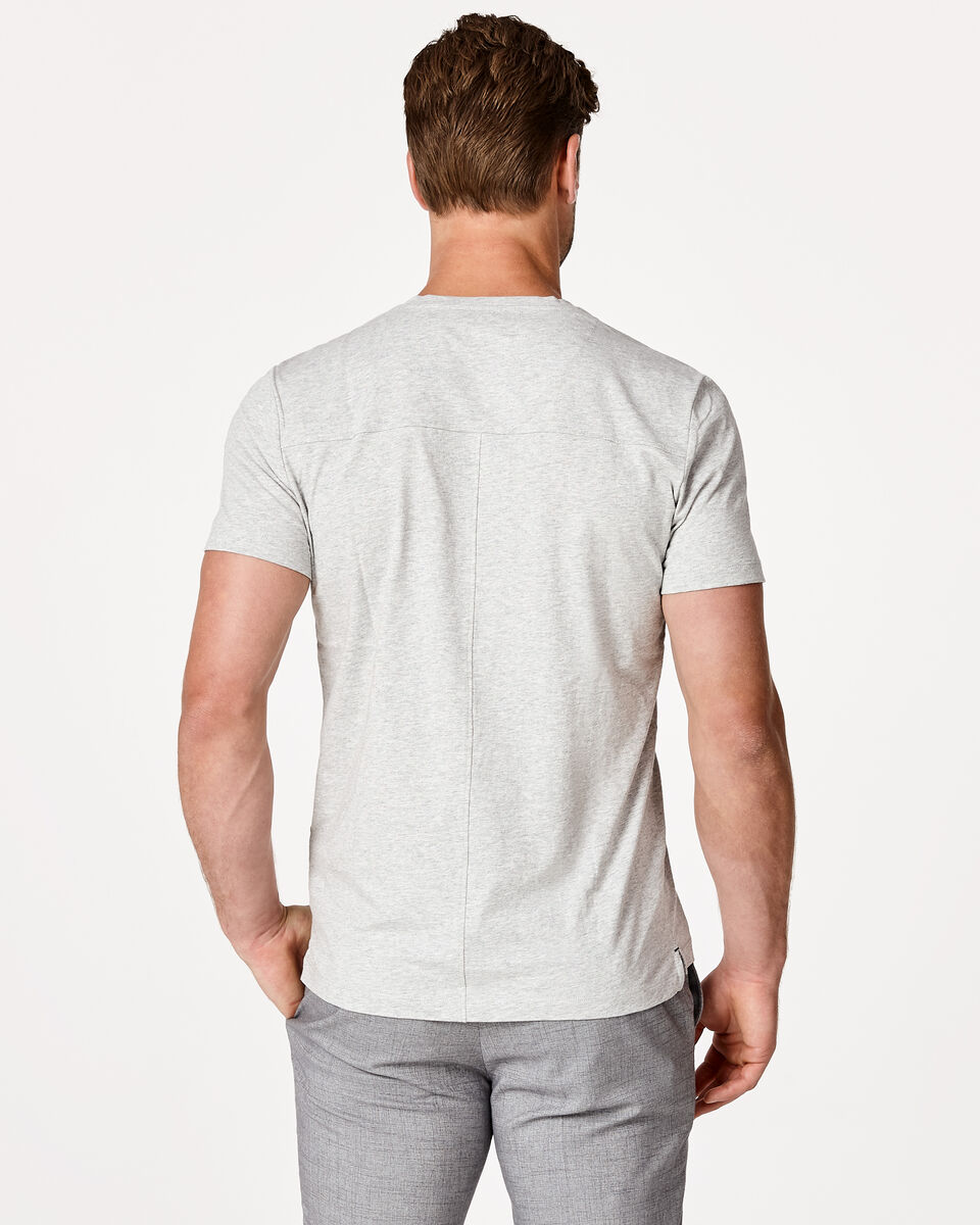 Plain V-Neck Tee, Light Grey Marle, hi-res